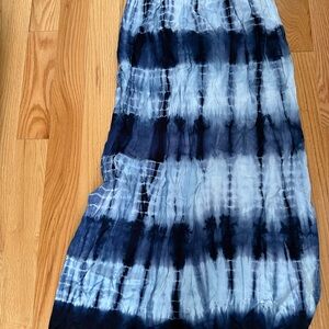 Navy and Light Blue Tie-Dye Maxi Skirt